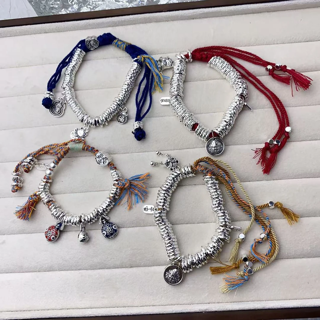 合金手链 新中式几何盘缠编织手串小众气质个性时尚复古百搭手链