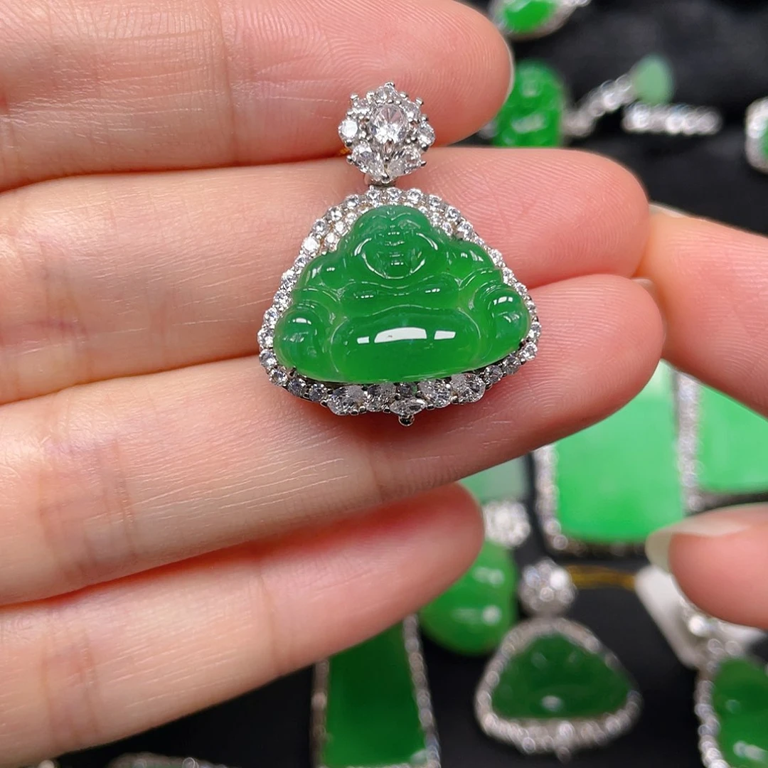 翡翠银S925镶嵌吊坠(不含链)吊坠