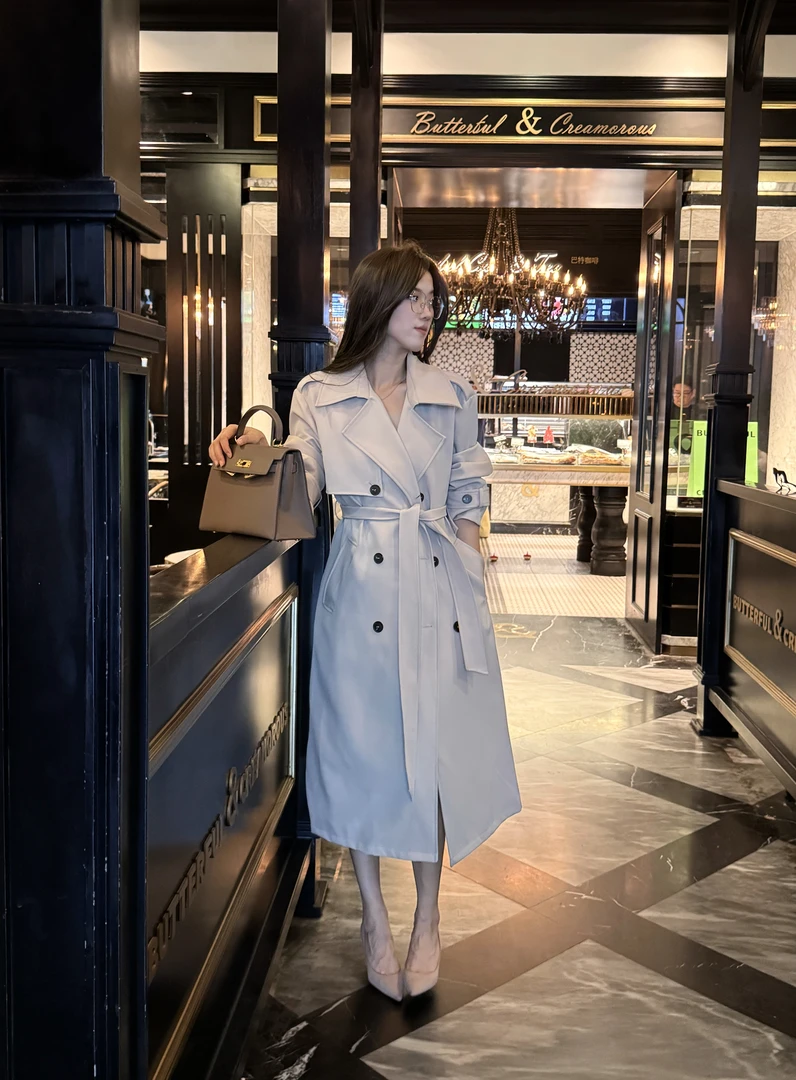 卡其色风衣外套女春秋新款韩系英伦风小个子中长款高级感大衣30