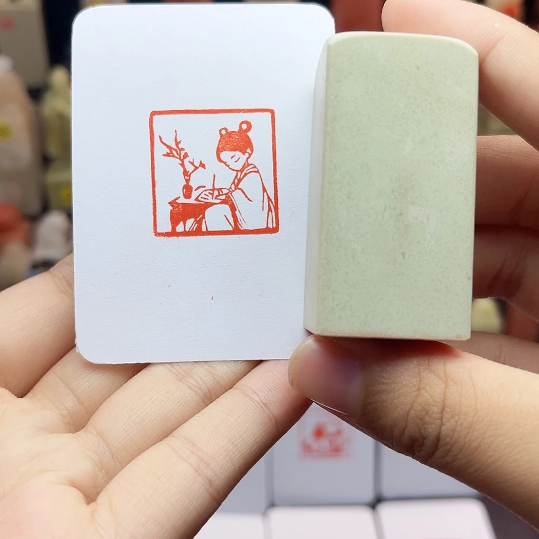 寿山石印石2.5写字小娘子 手工篆刻