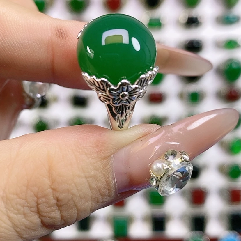 【闪购商品】银S925镶嵌戒指玛瑙/玉髓万**意