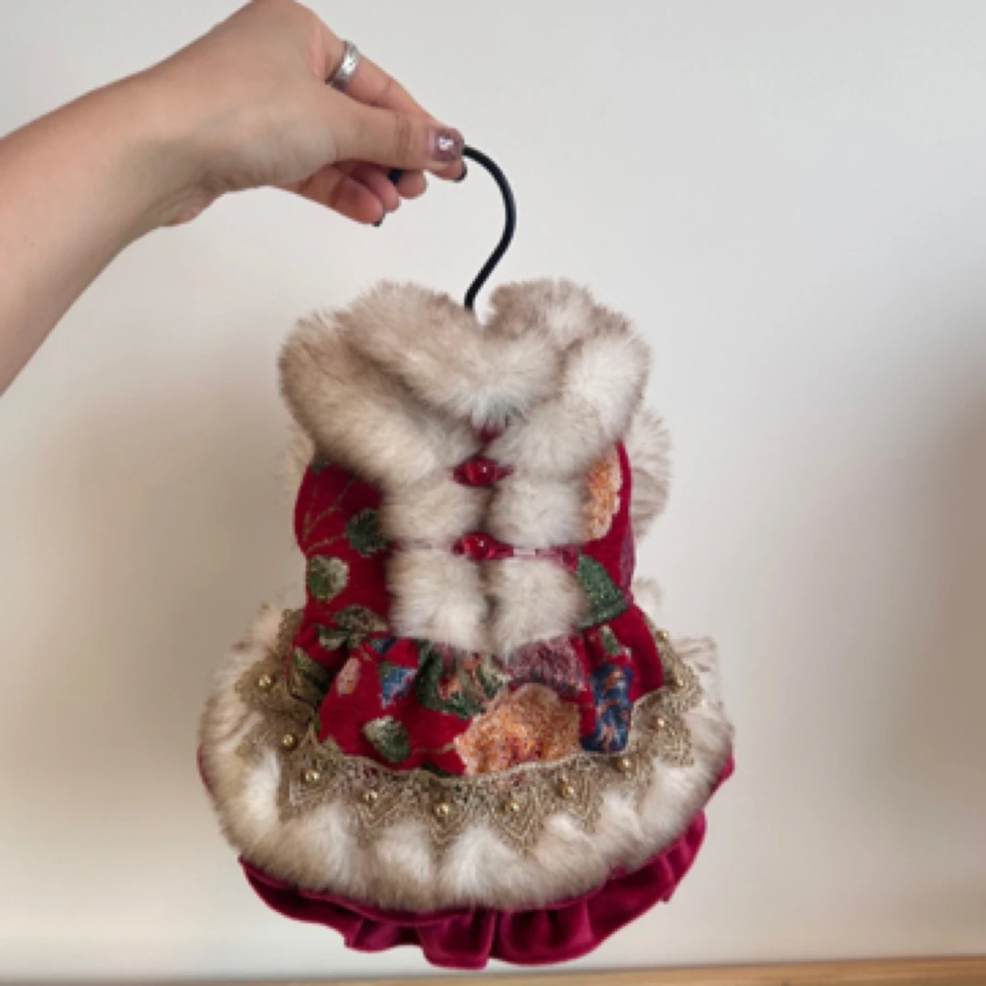 犬乙乐园宠物金丝提花复古风油画礼服马尔济斯约克夏