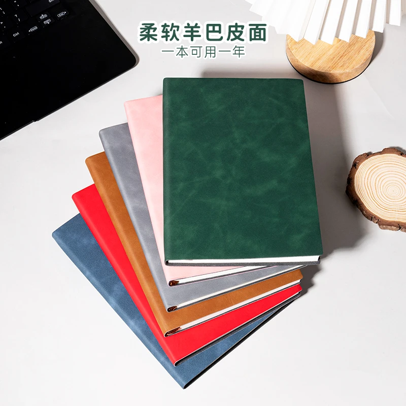 A5加厚羊巴皮商务工作笔记本简约横线学生考研日记本日本