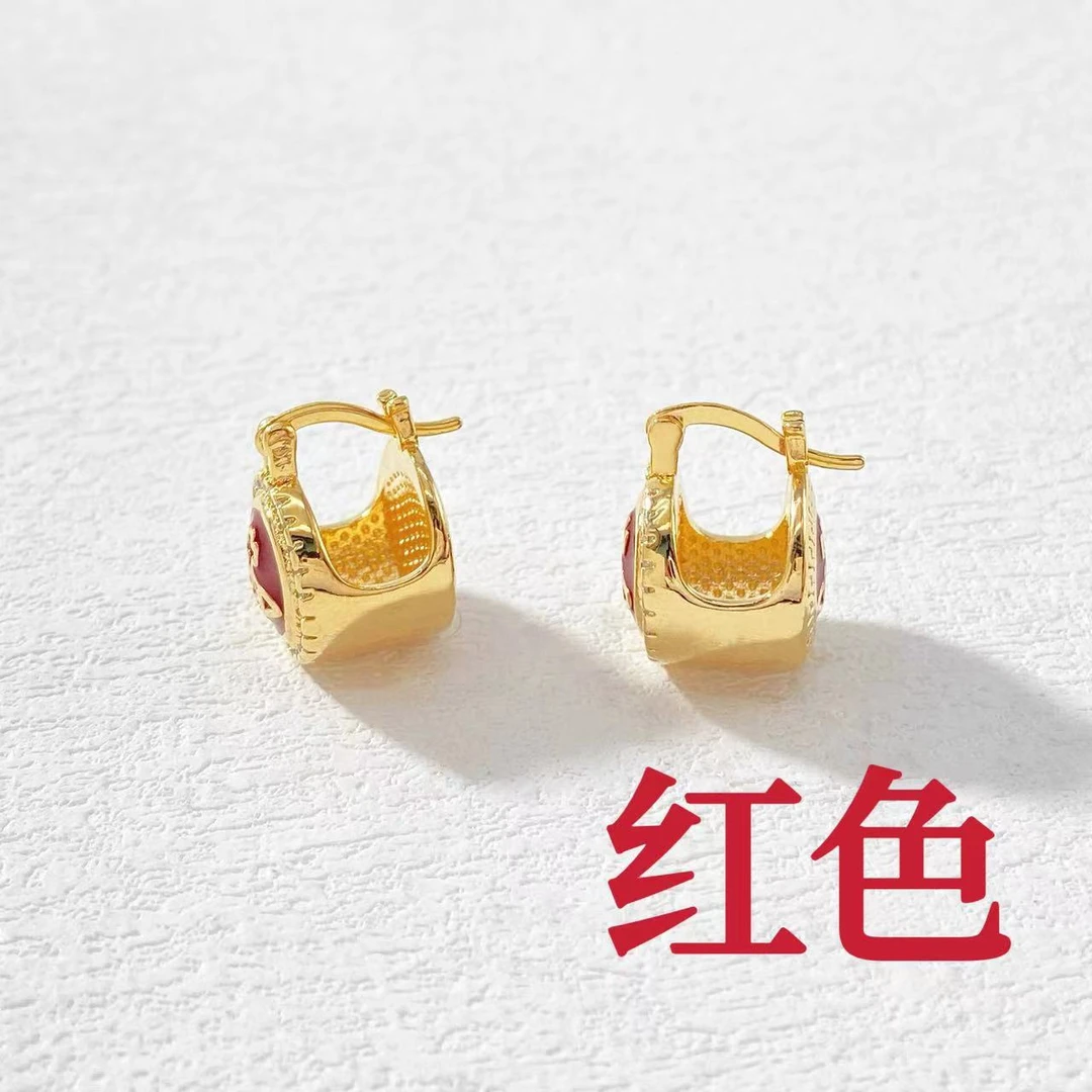 铜合金耳饰 木木（RZ6017） 安可拉红土星耳扣耳饰