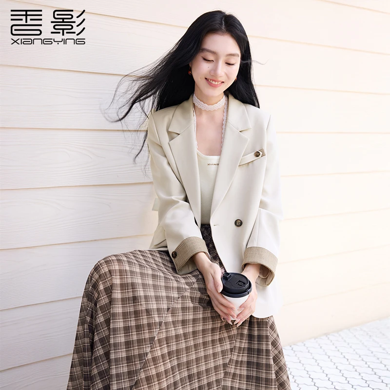【小余专属】X85A515西装香影燕麦色气质小西装女秋新款休闲通勤
