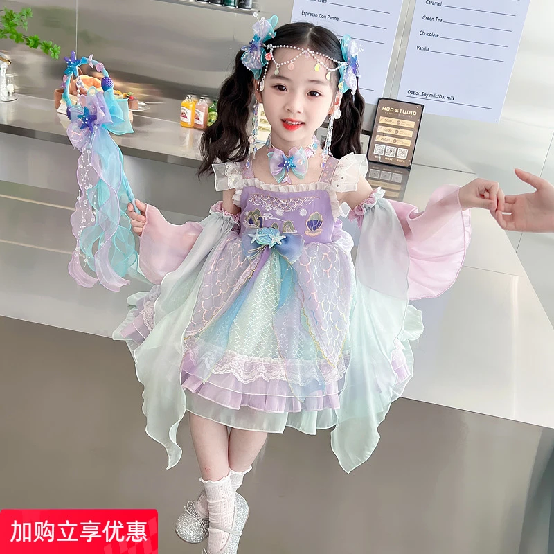 巴拉童年洛丽塔女童公主裙夏季连衣裙儿童吊带蓬蓬纱裙小女孩美人