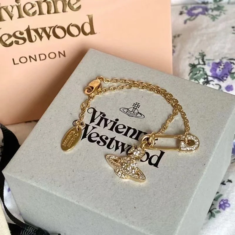 铁陶瓷手链 西太后别针土星手链女 薇薇安小众设计感叠戴回形针手