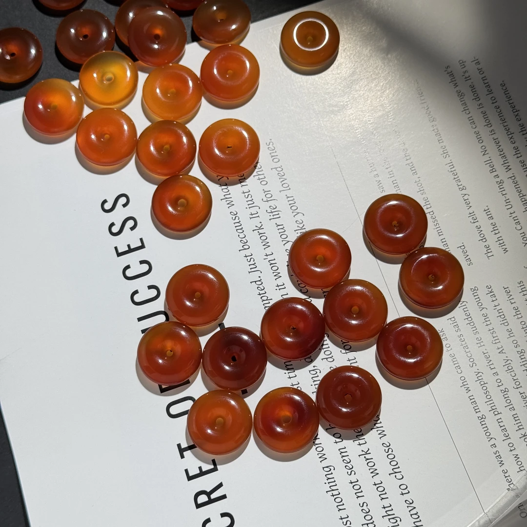 【炎玦】红玛瑙平安扣/佛珠背云/约20×5.5/多样性发货其中一个