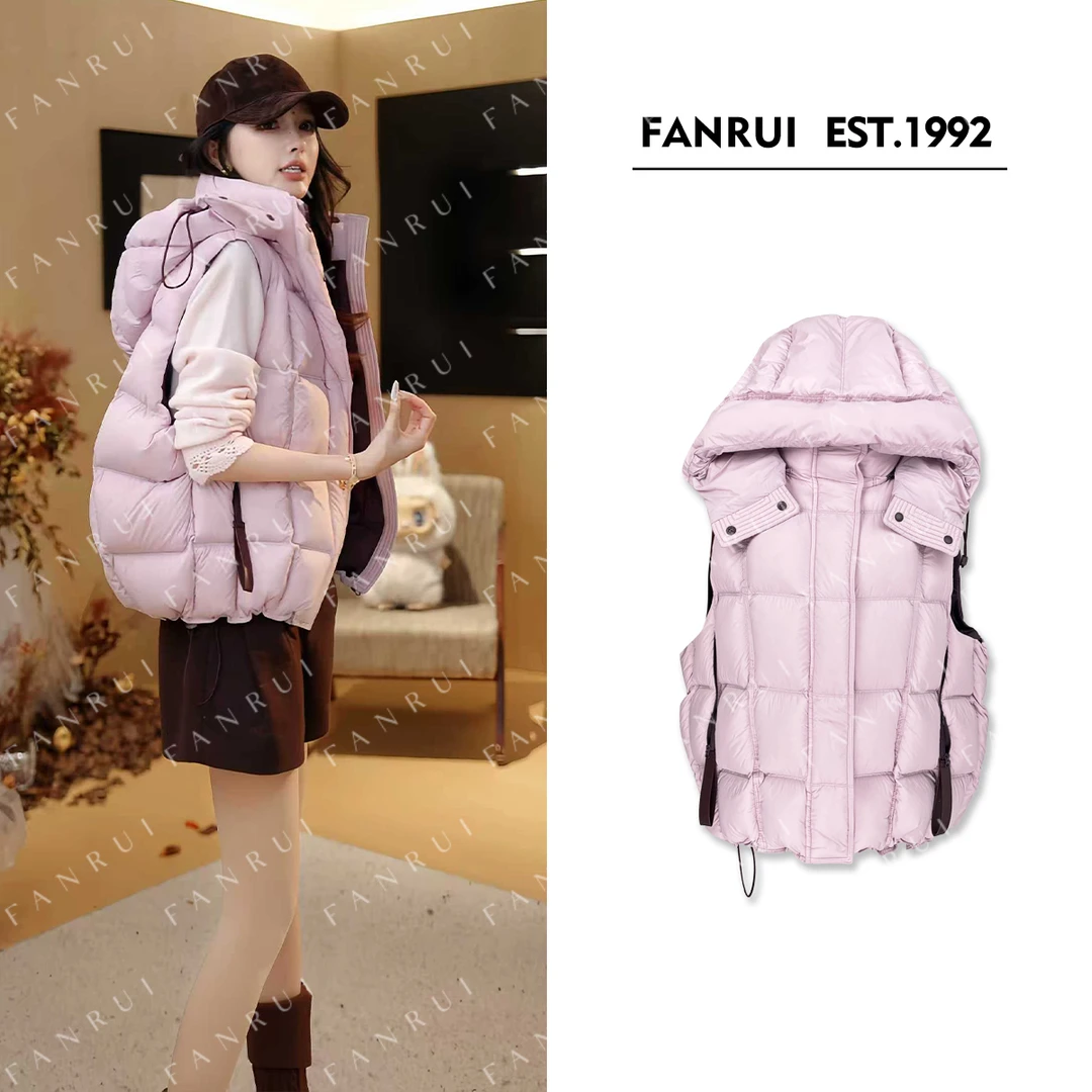 FANRUI/泛芮「贝贝biuu」秋冬新款时髦百搭慵懒连帽羽绒马甲B18609