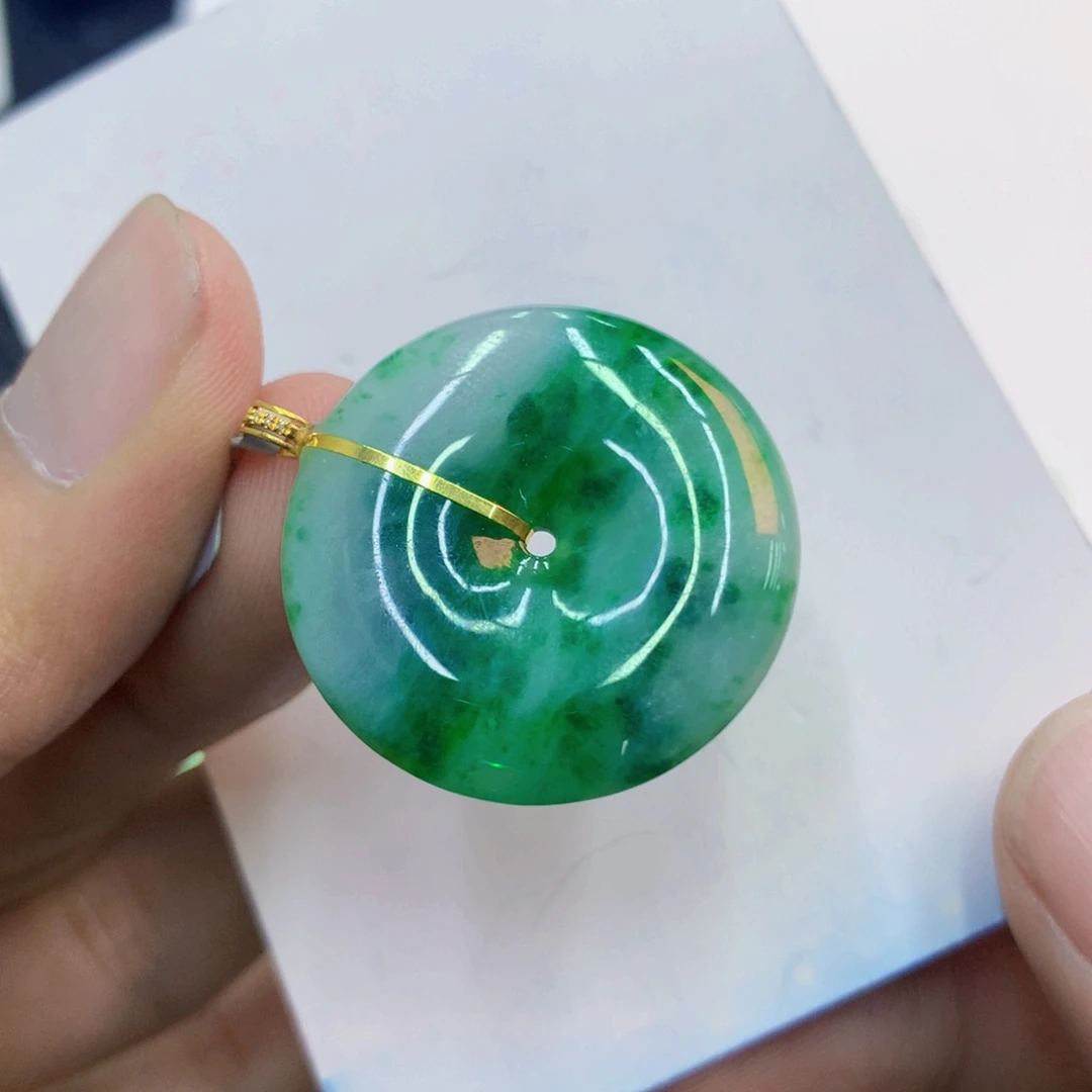 翡翠18K金镶嵌吊坠(不含链)翡翠