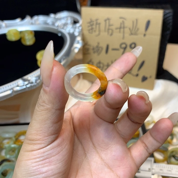 蓝***逸合金蛇纹石玉戒指