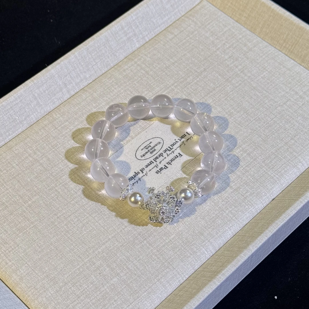 yy075【雪舞】果冻粉水晶施家珠旋转雪花手串