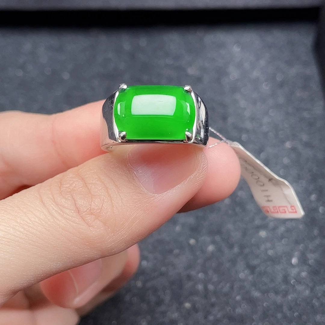 翡翠戒指银S925镶嵌天然a货翡翠没运费险000010
