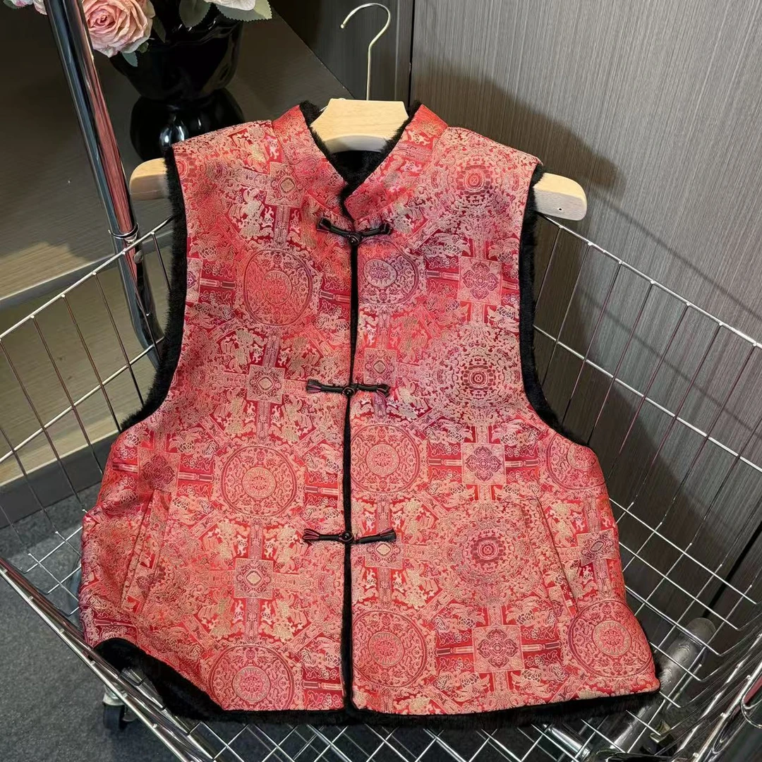 【洛神珠】2025冬季双面双穿环保毛新中式女士马甲