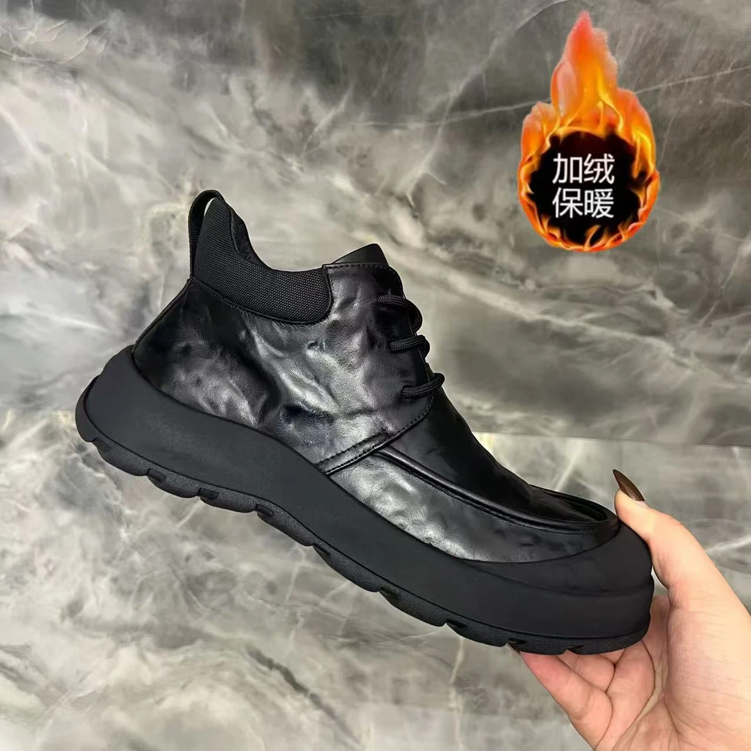 【得宝盾男鞋】S1799【头层牛皮】广州鞋秋冬季加绒保暖男士休闲皮鞋