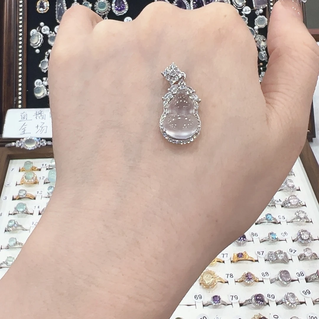 蛇纹石玉银S925镀金镶嵌戒指