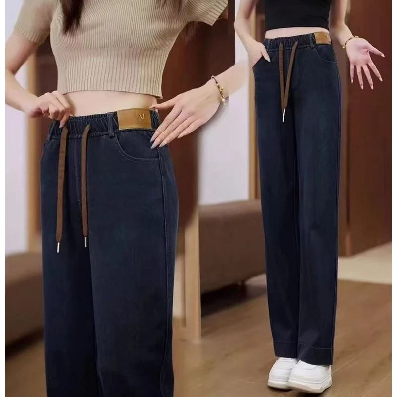 【运费补贴】新款秋冬加绒加厚外穿弹力休闲大码中老年妈妈牛仔裤