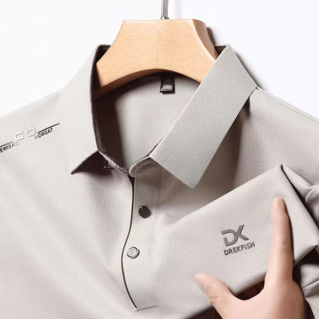 夏季中年冰丝无痕男士短袖T恤男半袖透气百搭翻领POLO衫上衣男装