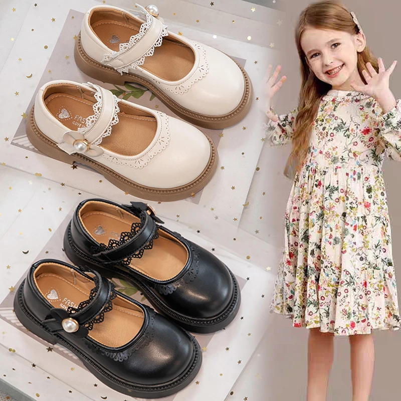 女童小皮鞋2025春款新款儿童黑色乐福春秋单鞋宝宝公主鞋软底鞋