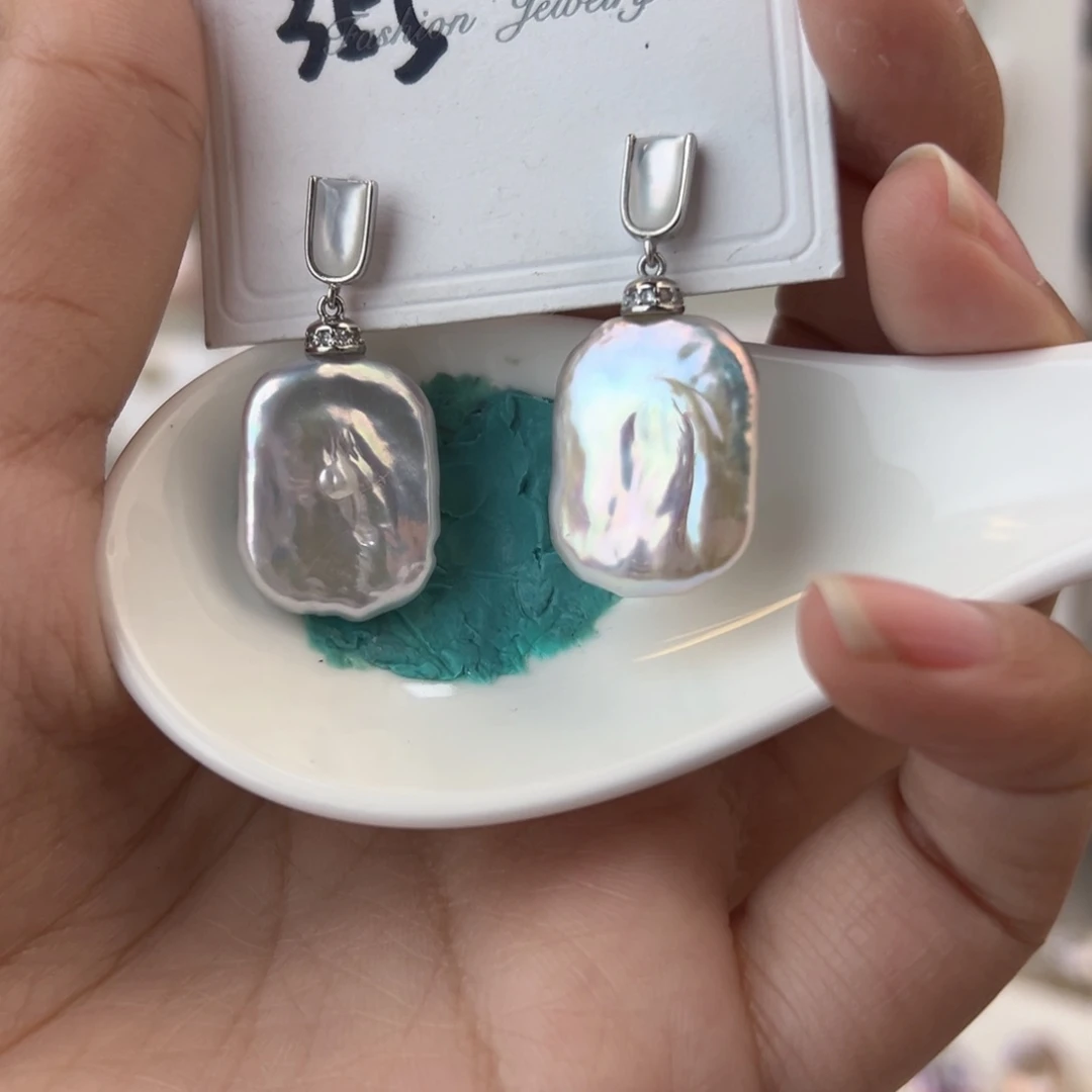 淡水珍珠耳饰银S925镶嵌