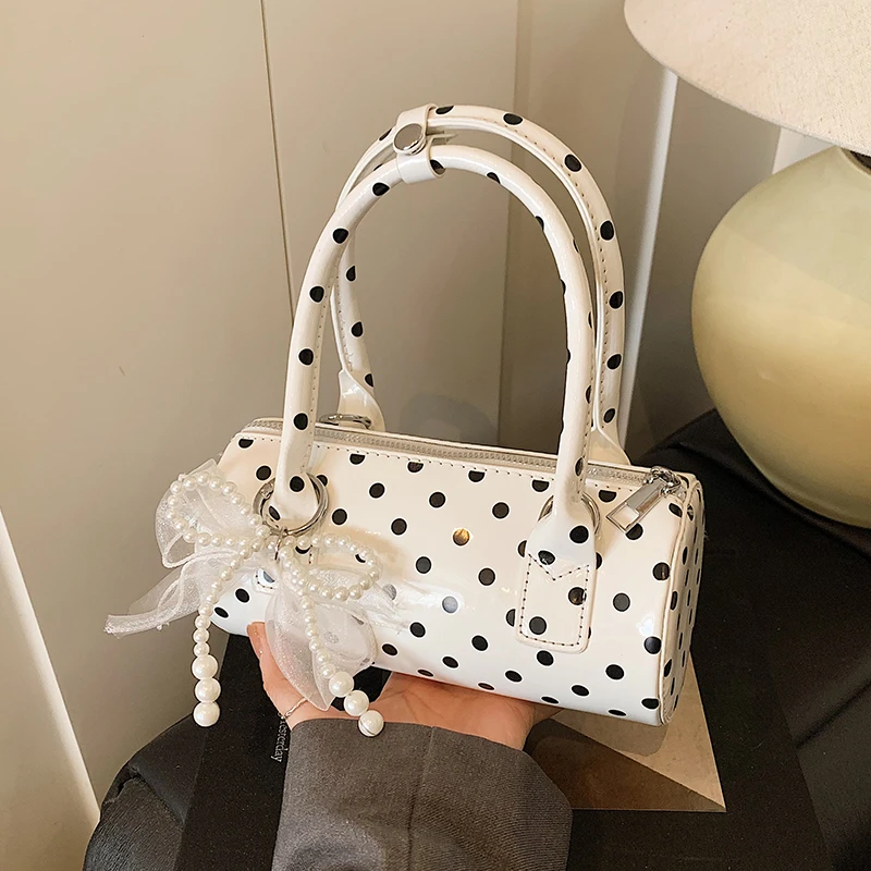 超火小众波点包包女式2025新款精致迷你百搭斜挎包爆款手提圆筒包