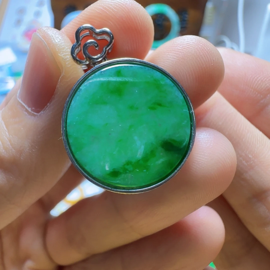 翡翠银S925镶嵌手镯翡翠460