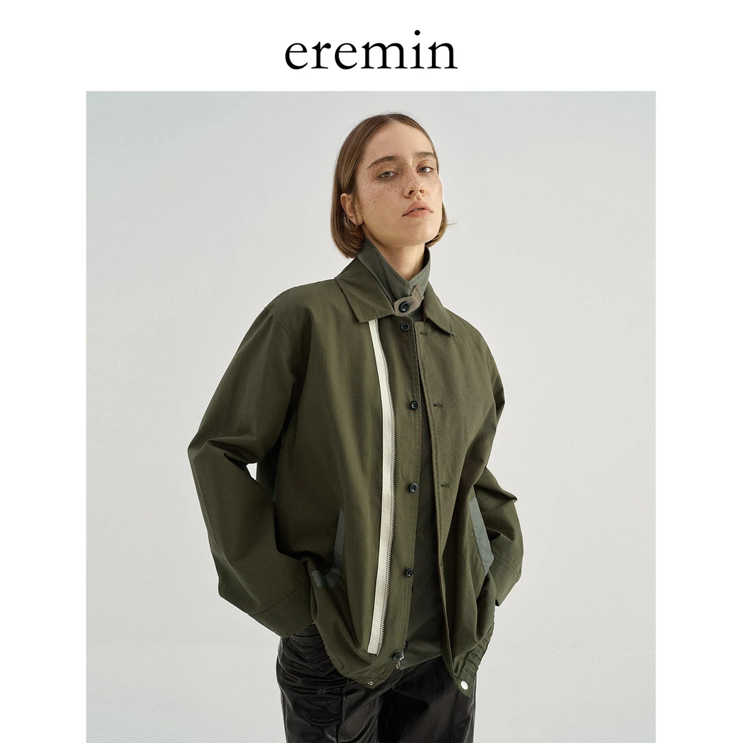 DE Mincollection军绿夹克/工装风假两件拼接无性别夹克外套55081