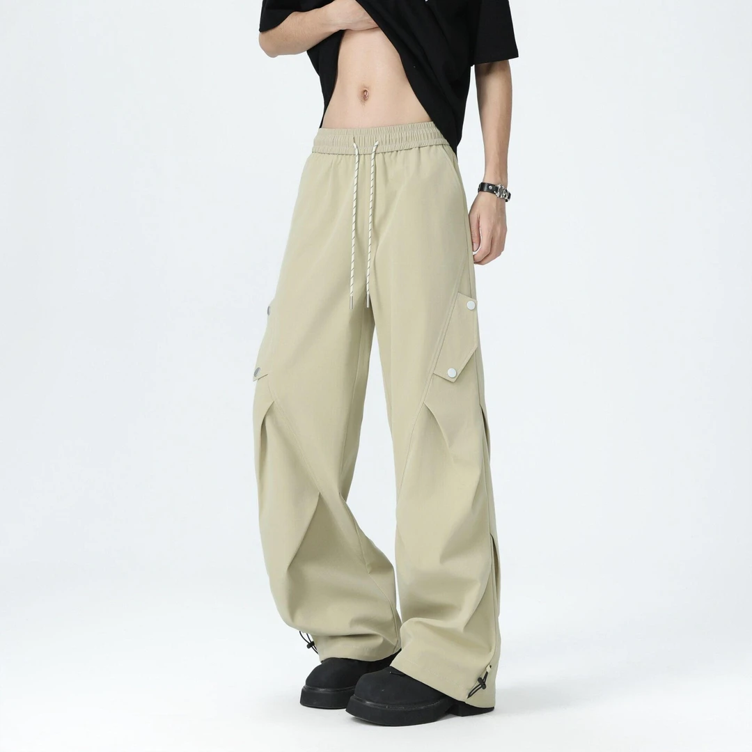 汤米芙兰可男士褶皱休闲裤伞兵裤宽松显瘦薄款百搭工装裤高街潮流