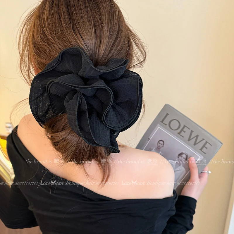 慵懒早春~超大号大肠发圈女高级感韩系头绳2025新款头花气质皮筋~