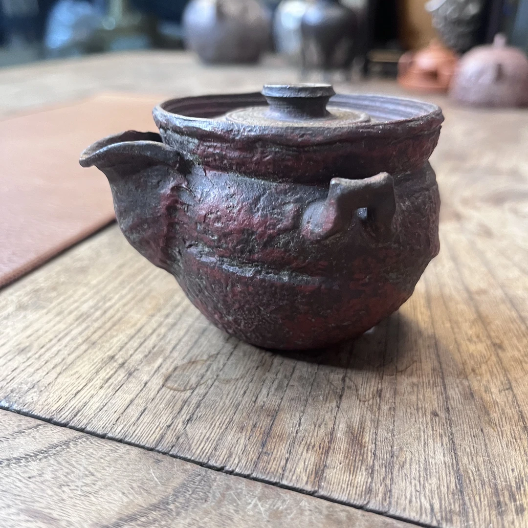 【野陶器】铁锈釉挂耳宝瓶