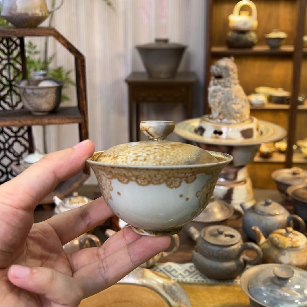 不染柴烧精品盖碗