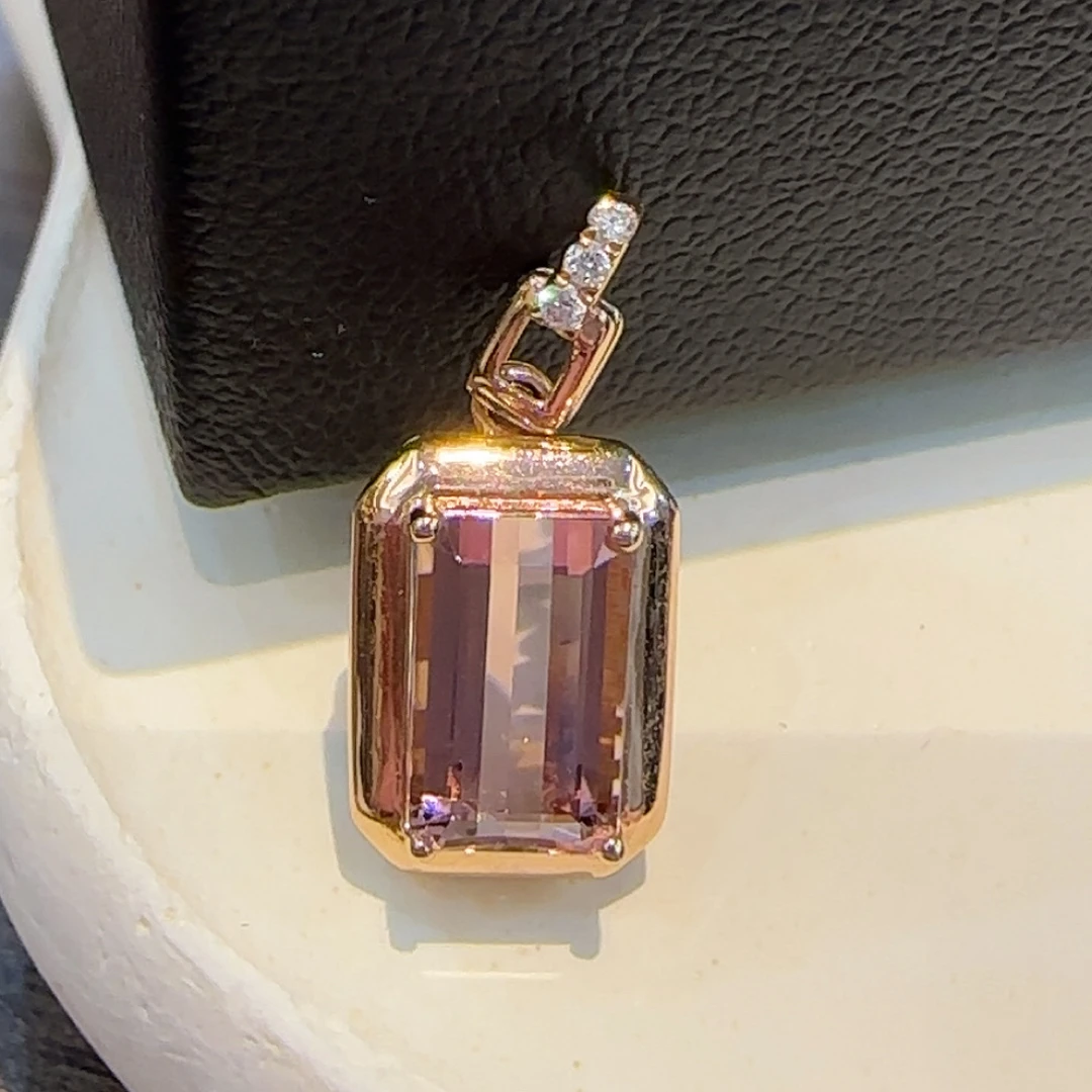 正品18K金设计款碧玺吊坠