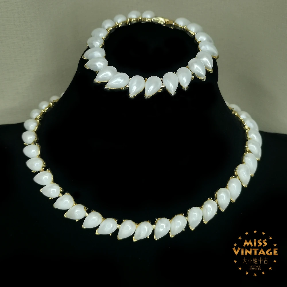 trifari经典海报款水滴珠套装项链35+6cm[1501241-035]