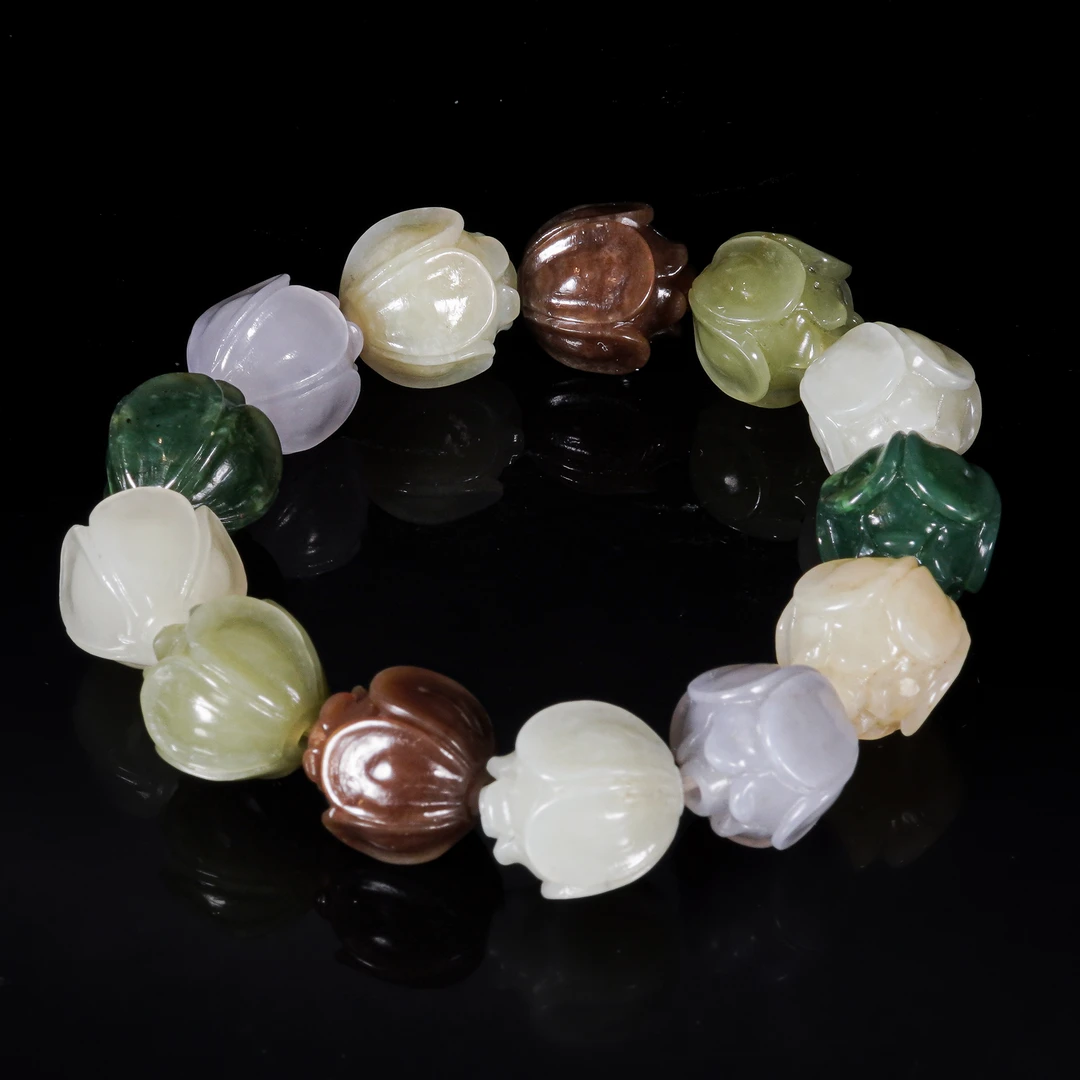 LOT.008和田玉多宝莲花手串/X2338