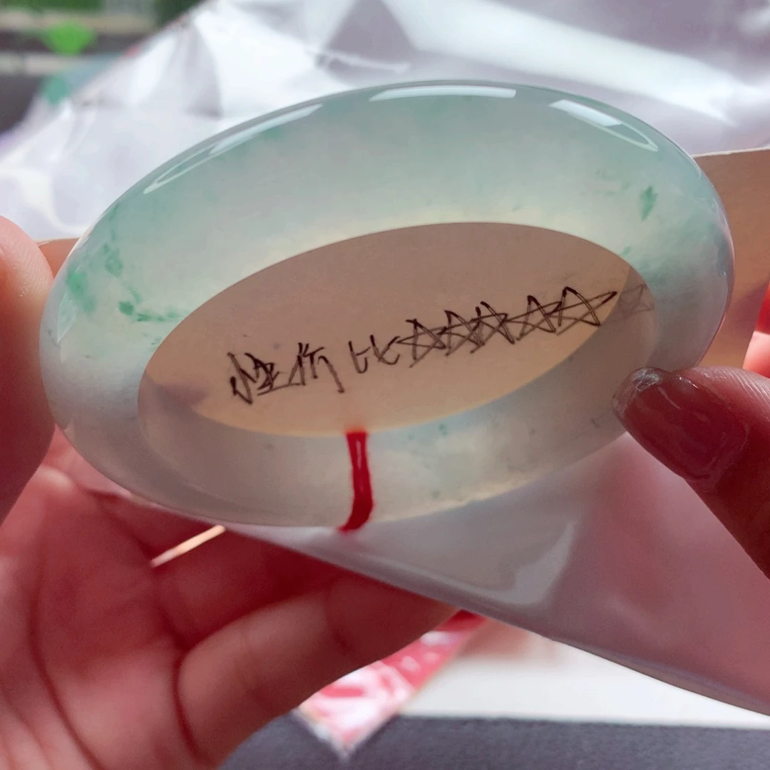 翡翠未镶嵌手镯师妹新货60,3泥鳅背清爽绿花（7号）