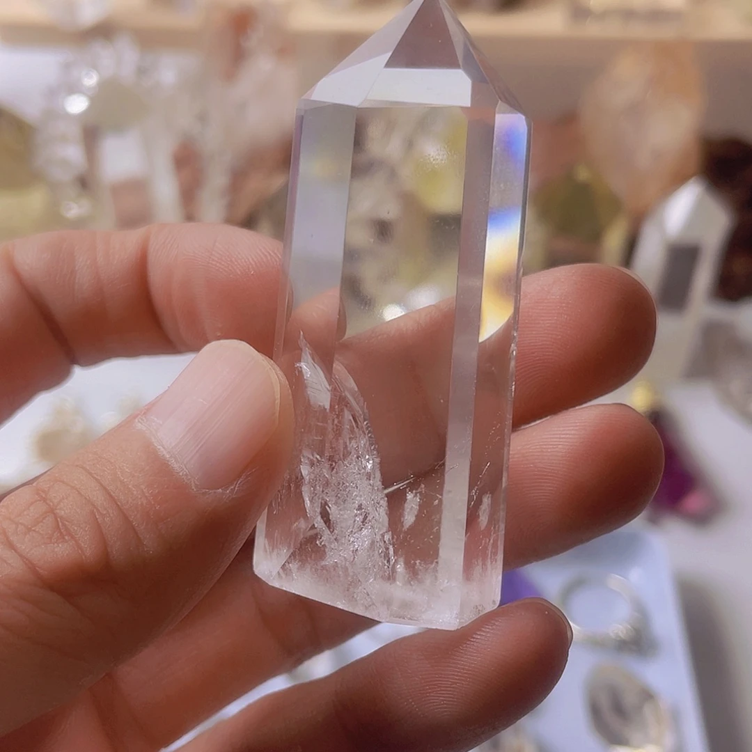 石材白水晶柱打磨件50克