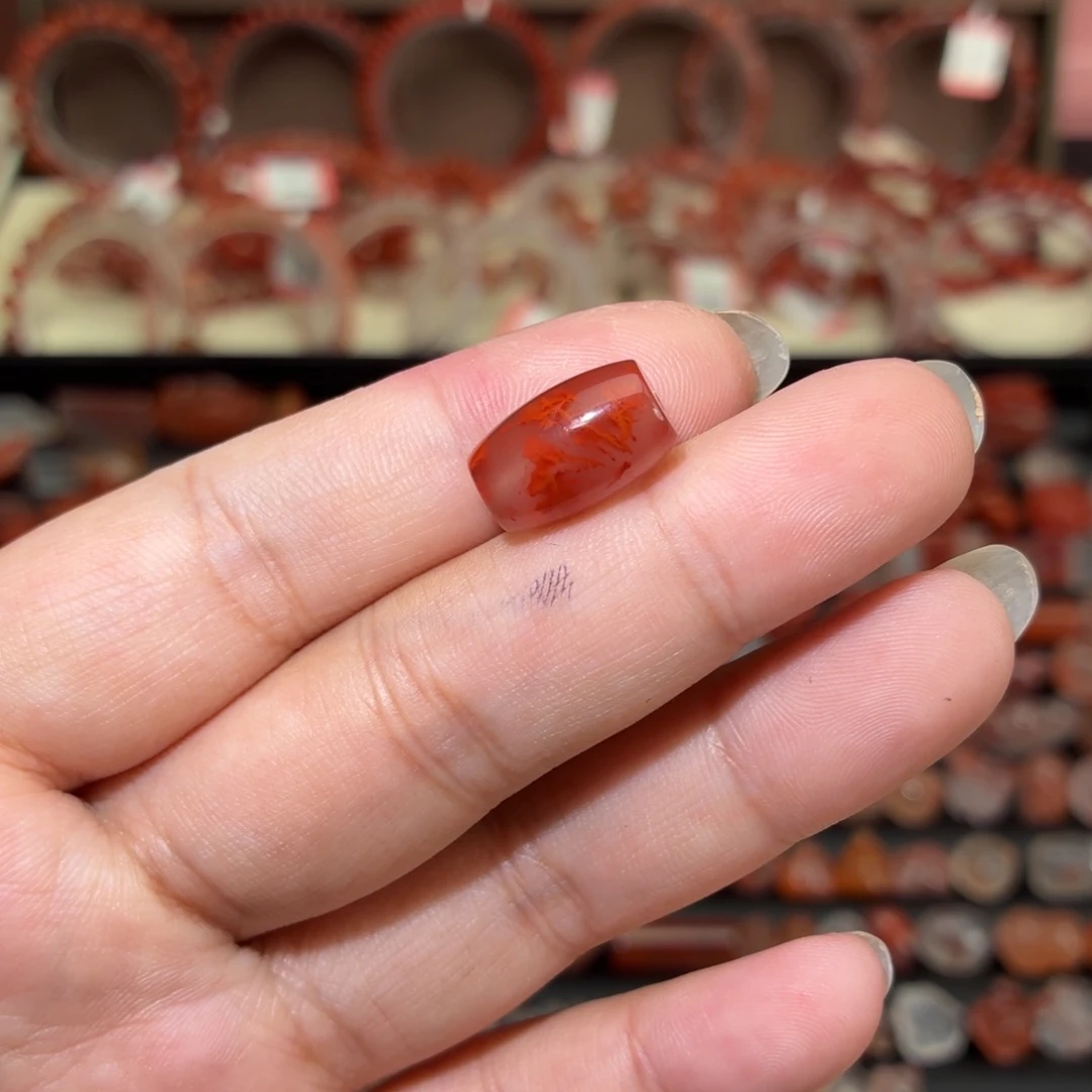 南红玛瑙未镶嵌颈饰8咪➕火焰纹桶珠