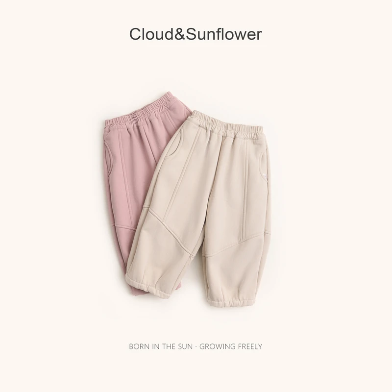 【云朵小葵】女童新款年款冬季横竖条拼接纯色束脚百搭休闲裤882271