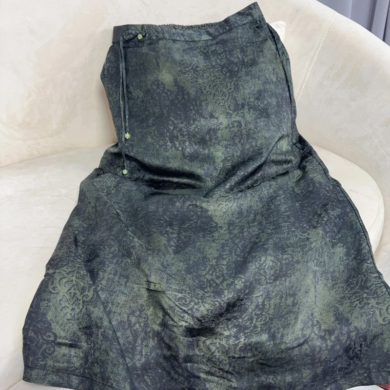 8222-1款新中式半身裙【绿油】