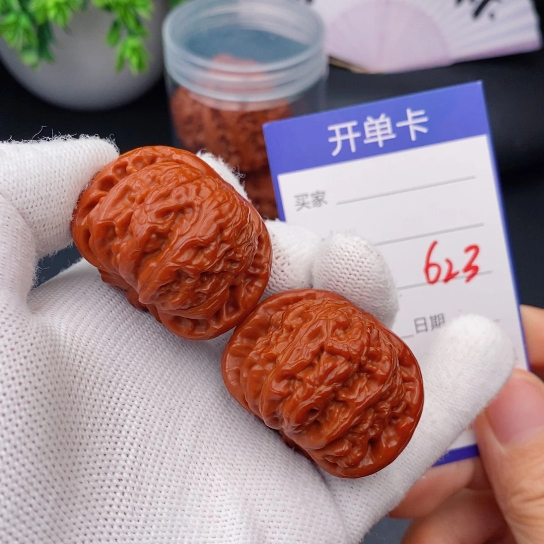 文玩核桃把件39球白623