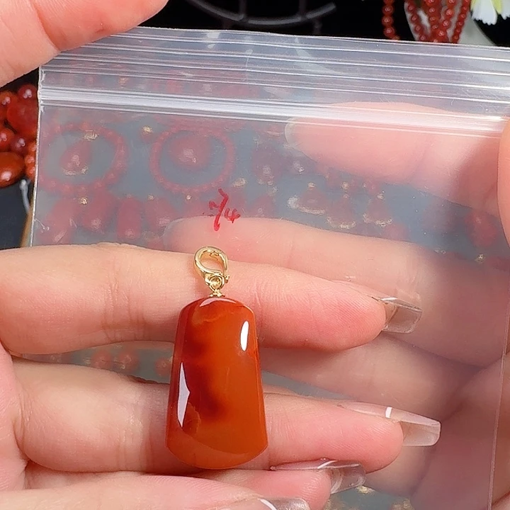 南红玛瑙银S925镶嵌吊坠