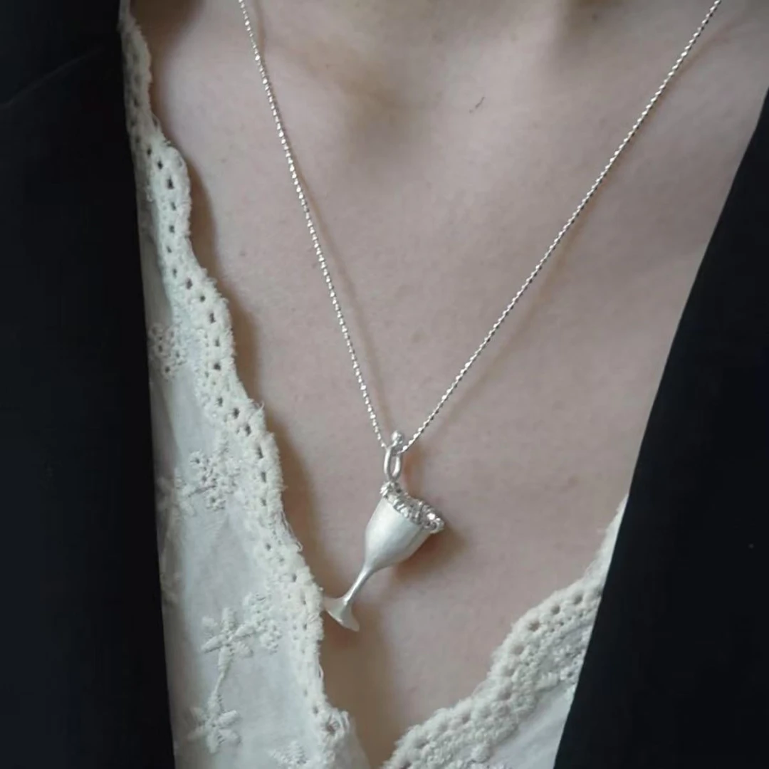 铜合金项链 砂糖小酒杯项链小众设计高级感简约个性优雅复古独特