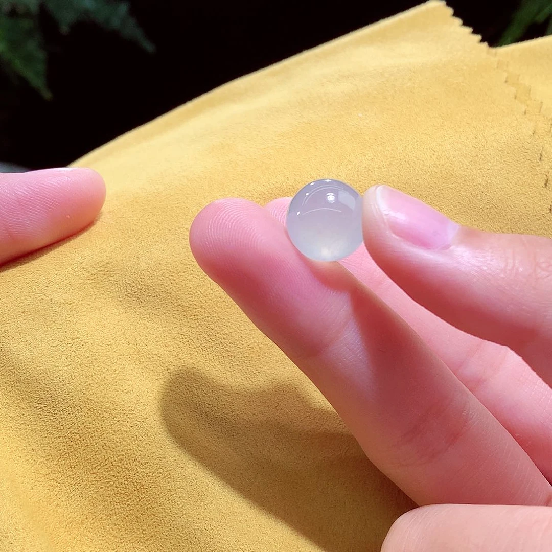 散珠翡翠高冰白月光单颗卡12.1mm