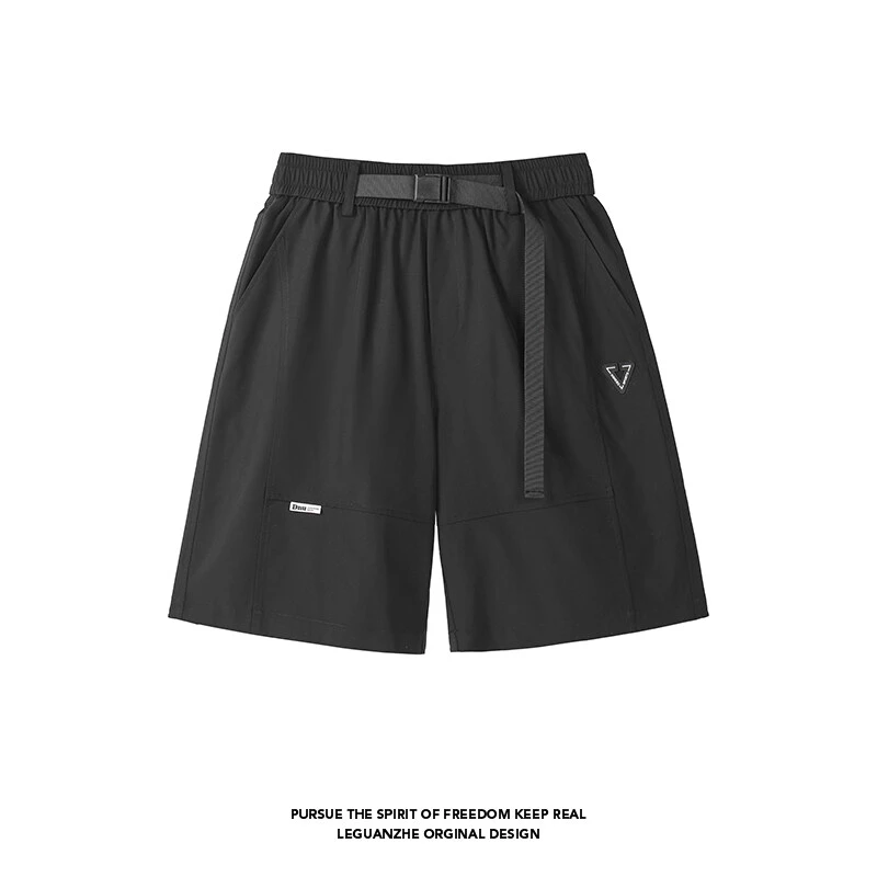 夏季新款简约大码美式贴标短裤