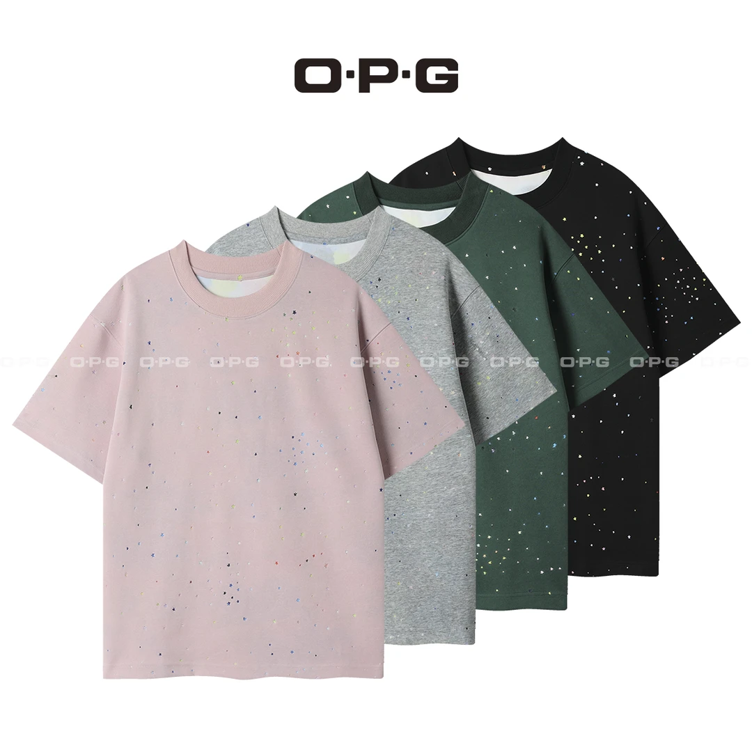 O.P.G【小格调设计凉感透气短袖T恤】夏季新款情侣宽松百搭上衣7850
