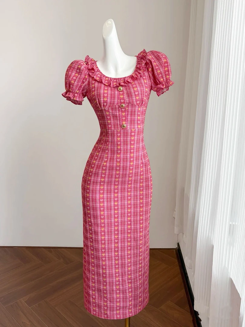 小八定制25夏新法式轻熟时尚轻奢气质印花连衣裙 15791 BCK