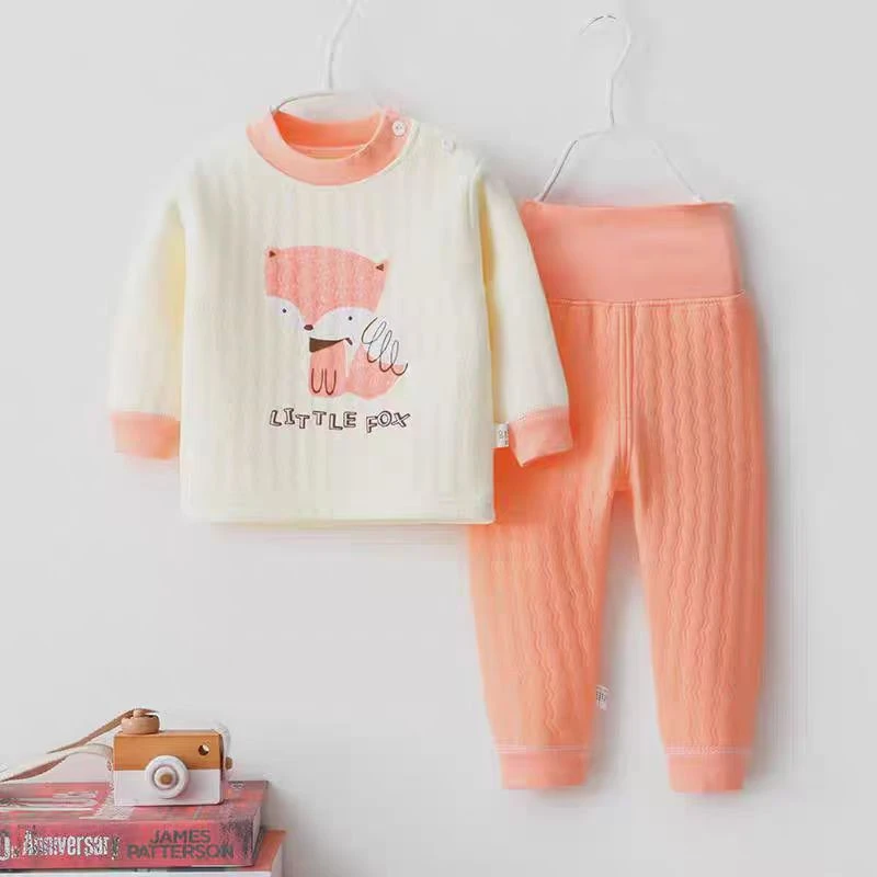 宝宝棉高腰护肚保暖内衣分体套装加棉加厚