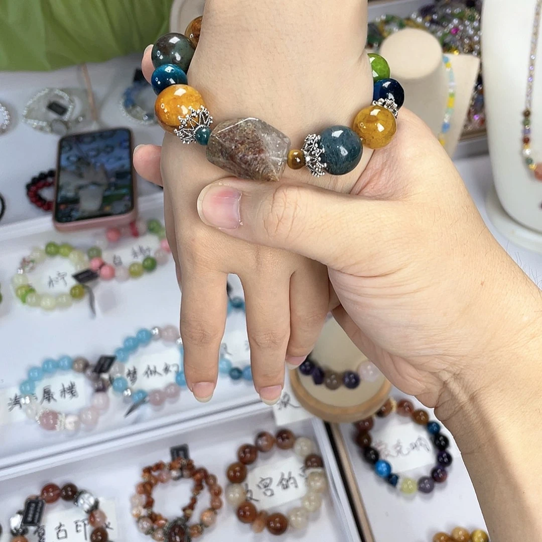 水晶手链银S925镀金镶嵌