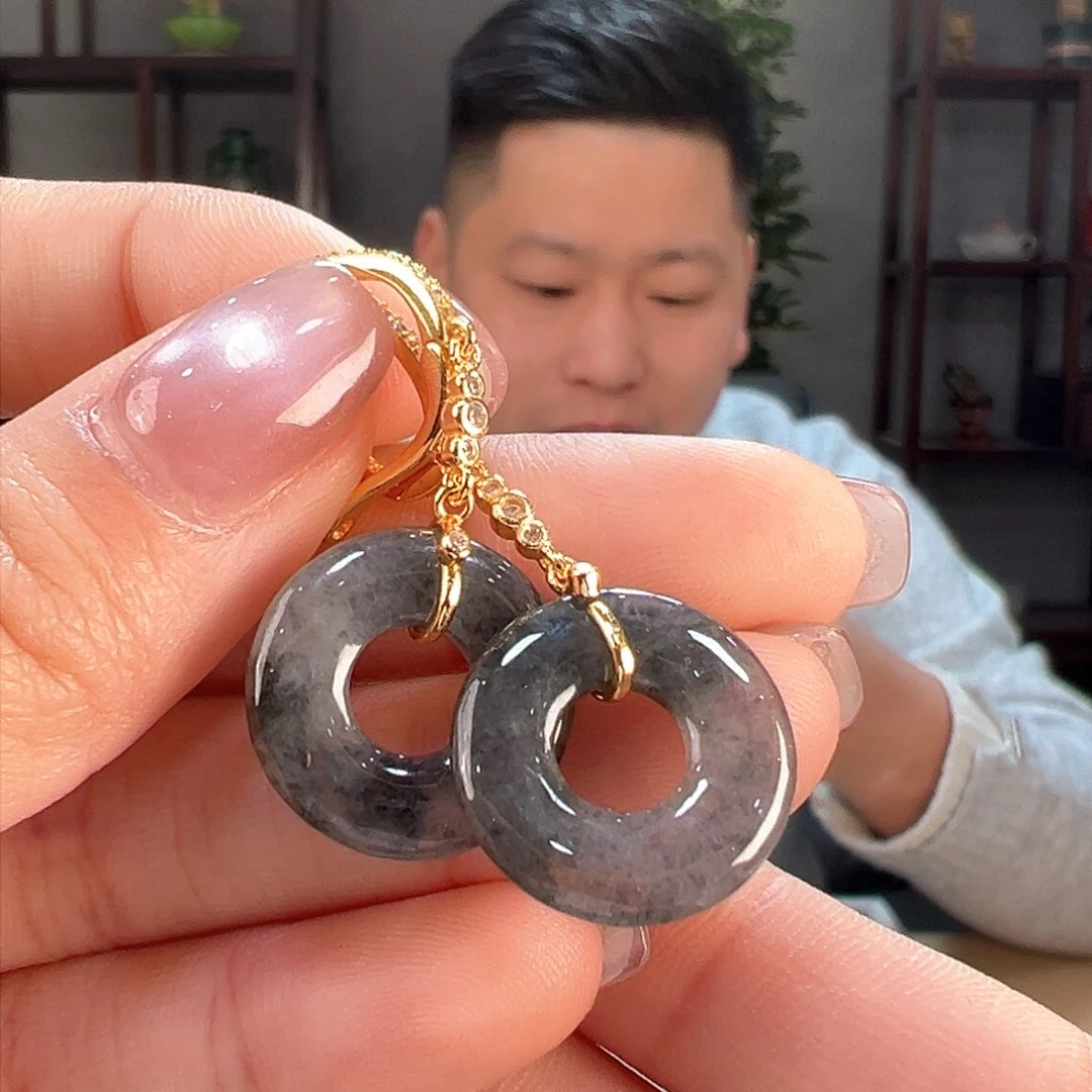 翡翠耳饰银S925镶嵌耳环28