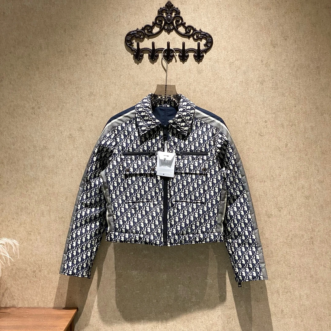 未使用 DIOR/迪奥 老花满印标语logo双面穿棉服外套/38码/39134